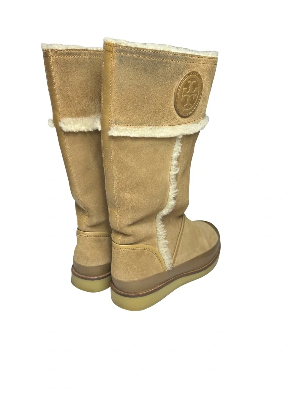 Tory Burch Amelie Suede Shearling Boots Tan Size 8.5 (Est)